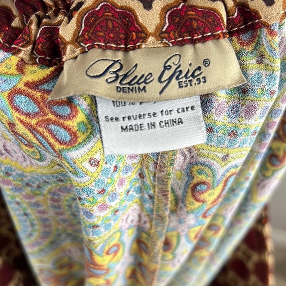 Blue Epic Bohemian Artsy Hippie Coastal Flowy Pocket Pants Yoga Joggers - Picture 12 of 13